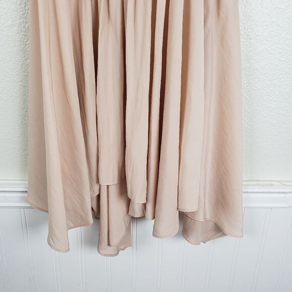 Women's Designer Light Pale Pink Cold Off the Shoulders Drop Waist Dress Size SM - Picture 5 of 12